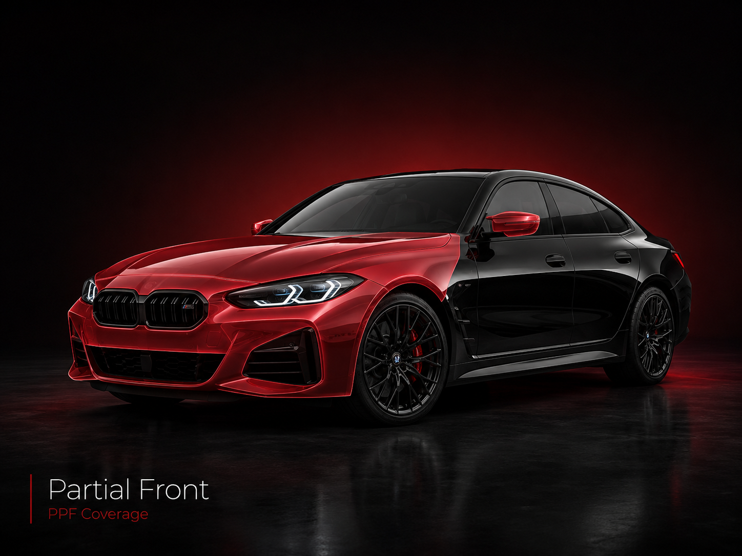 Partial front paint protection film coverage