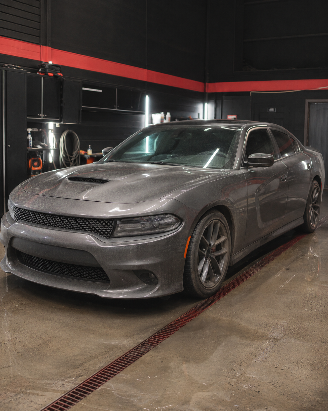 Auto Veil grey Dodge finish refresh before image